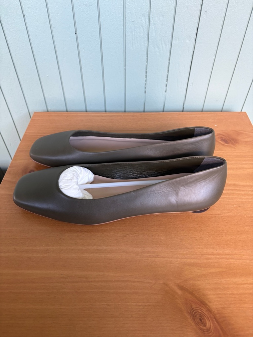 NIB Everlane MADE IN ITALY Olive Green Leather Ballet Flats 11